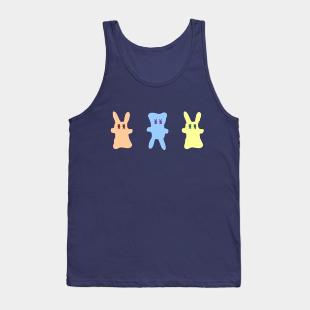 Pastel Bunnies with upside-down Bunny Ghost Tank Top by jumitu404